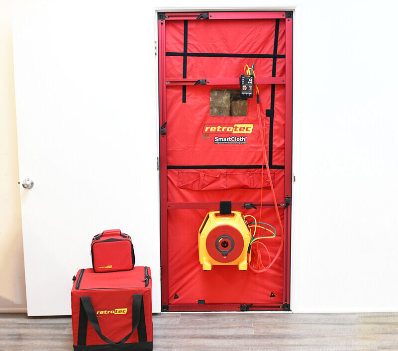 retrotec Blower Door 300 setup house from inside